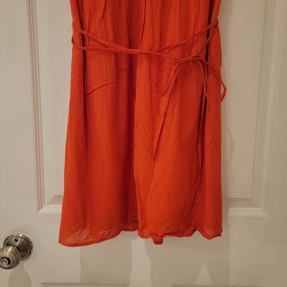 Anthropologie Dress Size 0 Orange Embroidered Flowers Boho Meadow Rue Sangeet - Picture 7 of 11